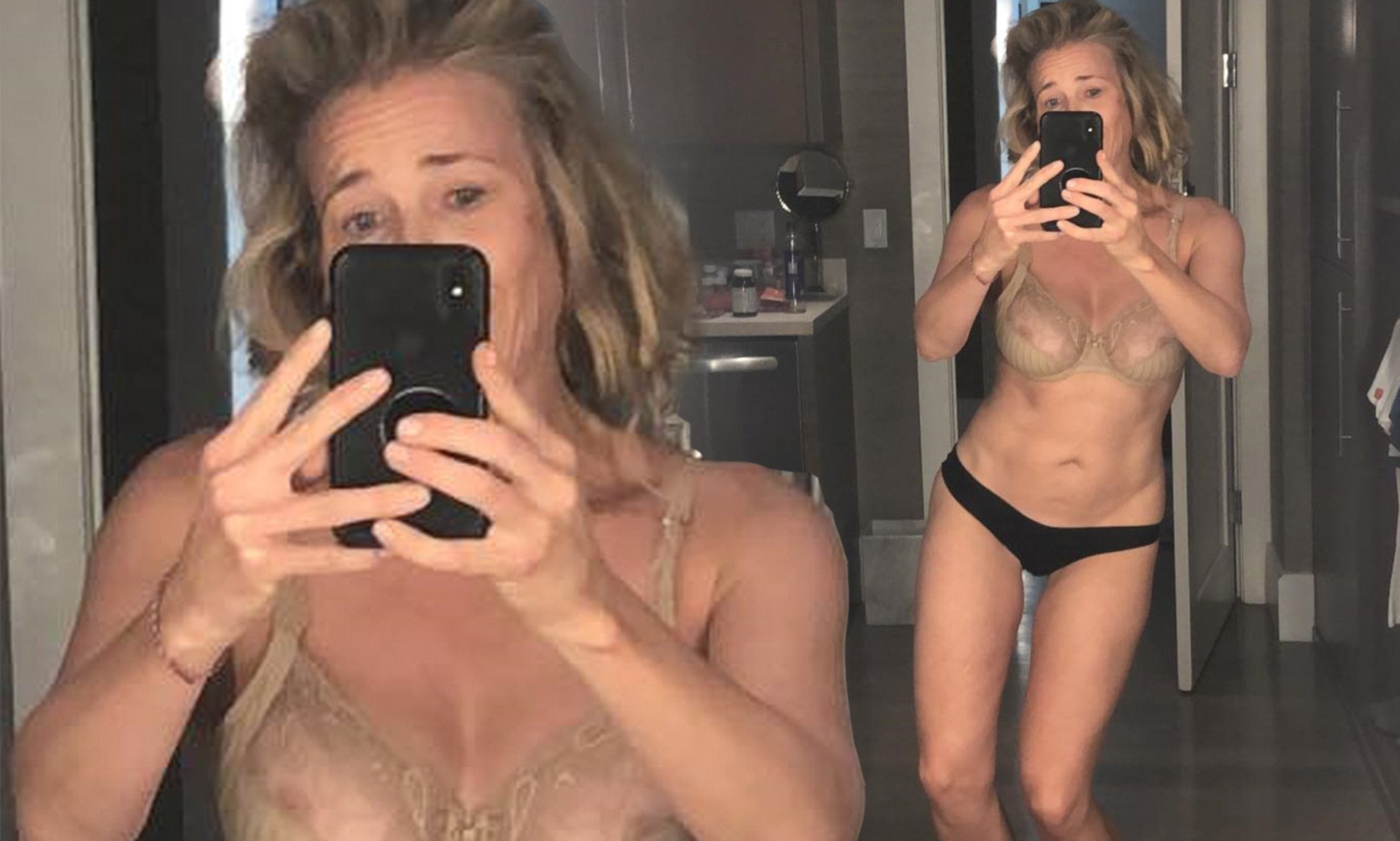 Chelsea Handler wears just a sheer bra and panties as she takes a ...