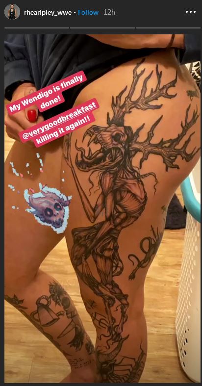 Rhea Ripley Reveals New Wendigo Tattoo On Her Leg (Photos) - Wrestling Inc.