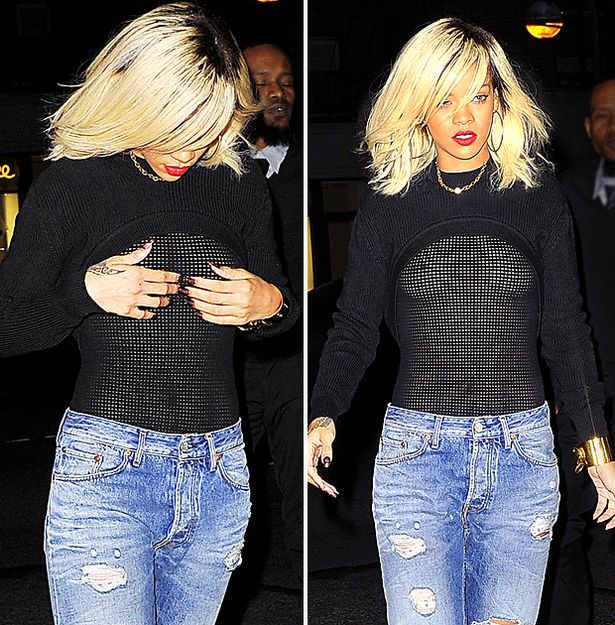 Holey knit! Rihanna wears see-through jumper and boyfriends in New ...