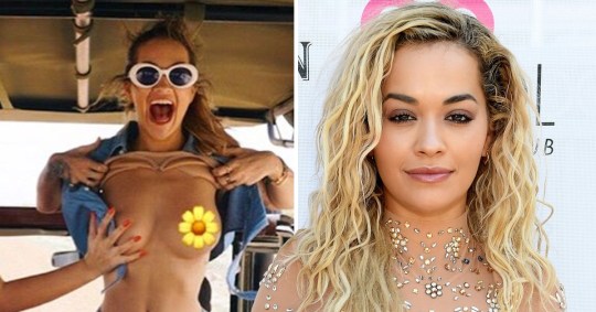 Rita Ora just can't keep her top on as she celebrates best ...