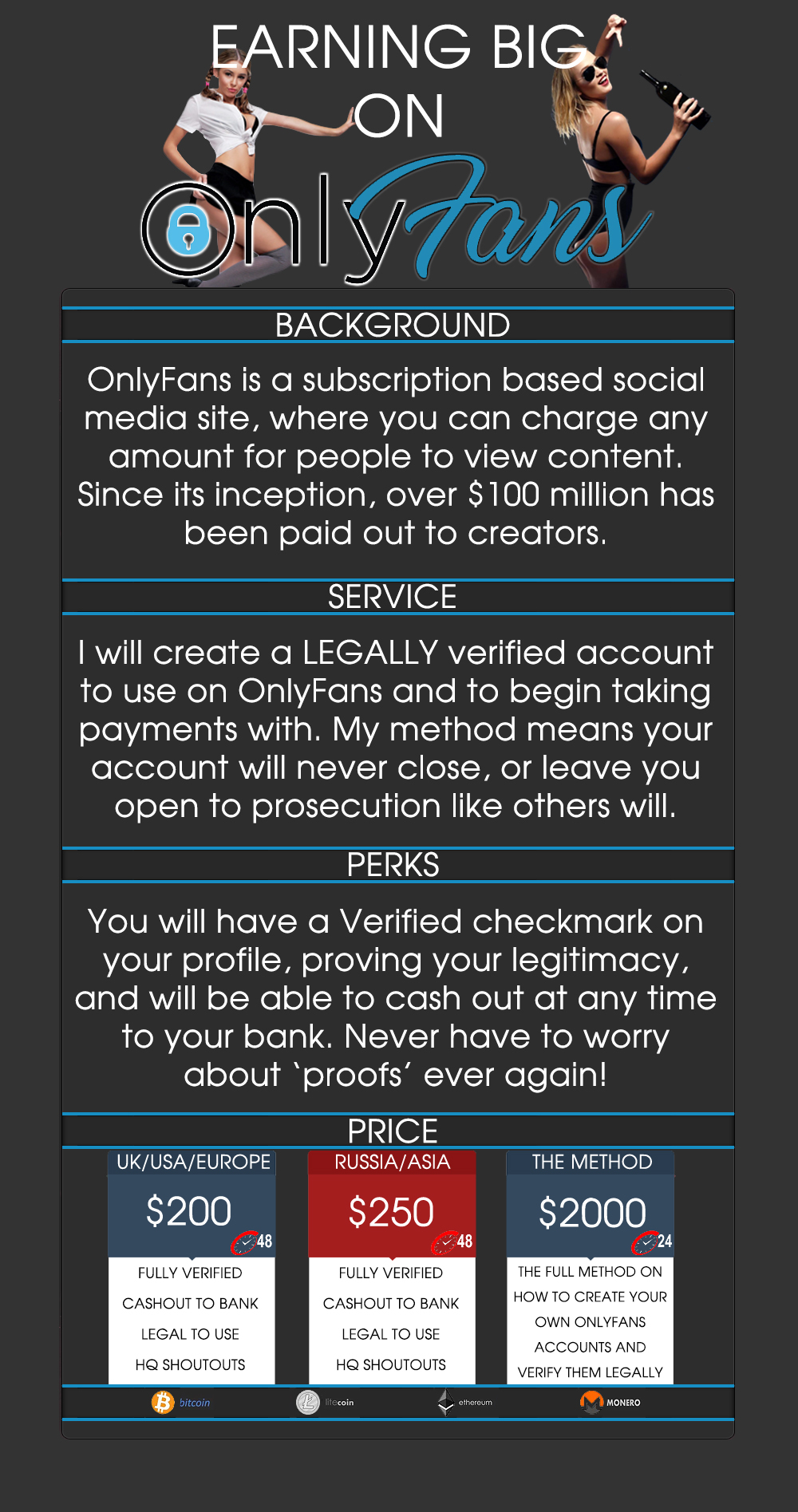 Fully Verified OnlyFans Accounts - PERFECT for ewhoring ...
