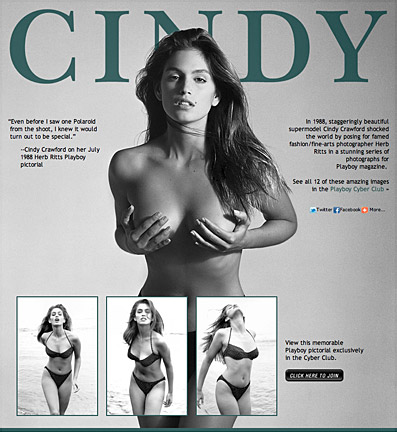 Cindy Crawford Celebrity Page for Playboy.com