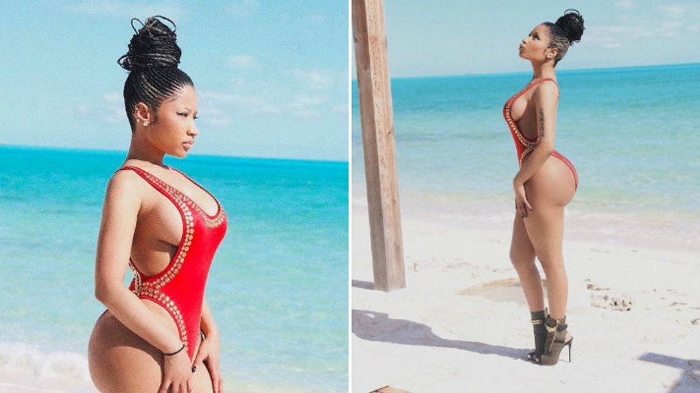 Nicki Minaj Shows Sideboob In Sexy Beach Vacation Photos