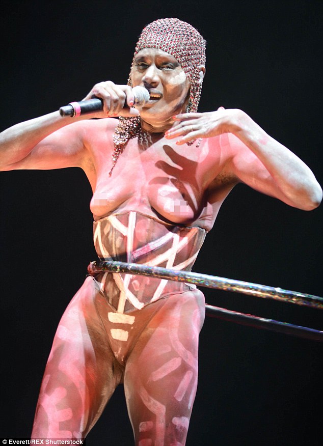 Topless Grace Jones, 67, hits the stage as she headlines ...