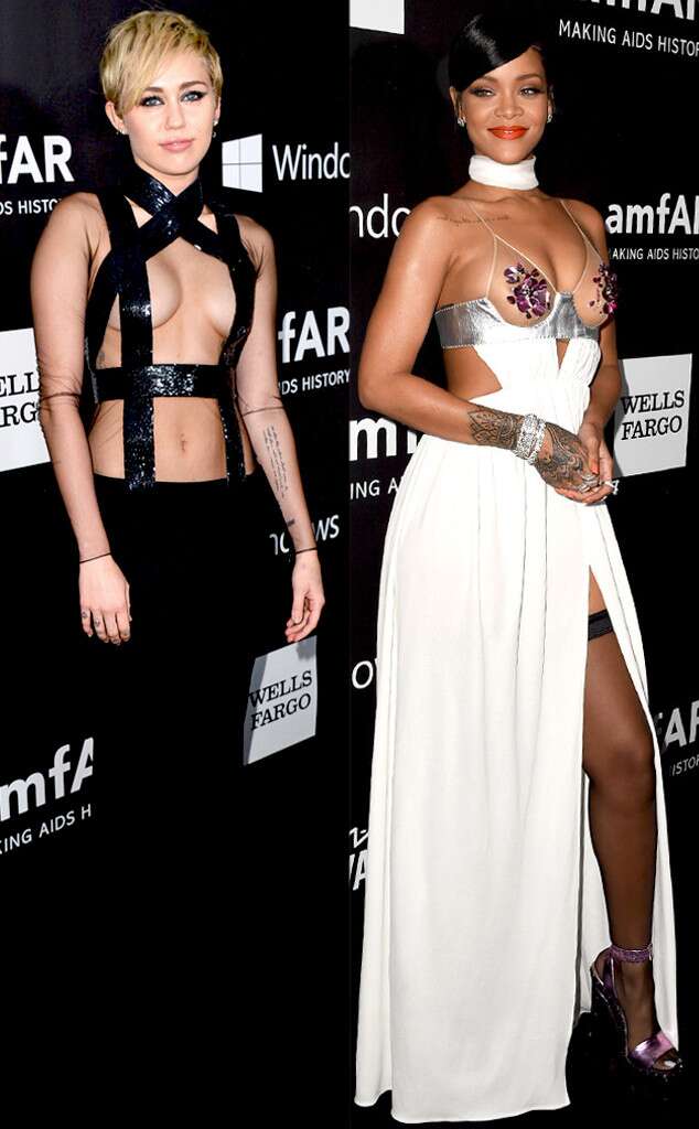Miley & Rihanna Show Their Boobs in Sexy Dresses: Vote for ...
