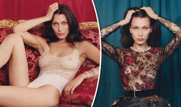 Bella Hadid teases her naked bust in fishnet vest for racy ...
