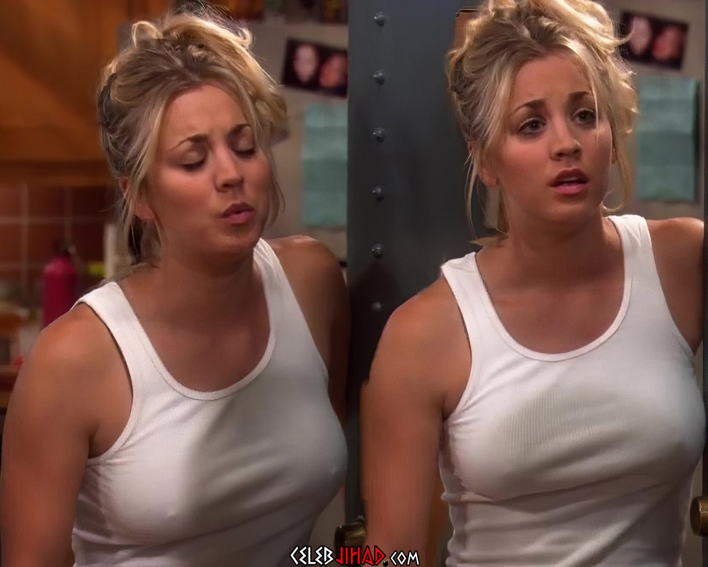 Kaley Cuoco Shows Her Nipples In A See Through Top