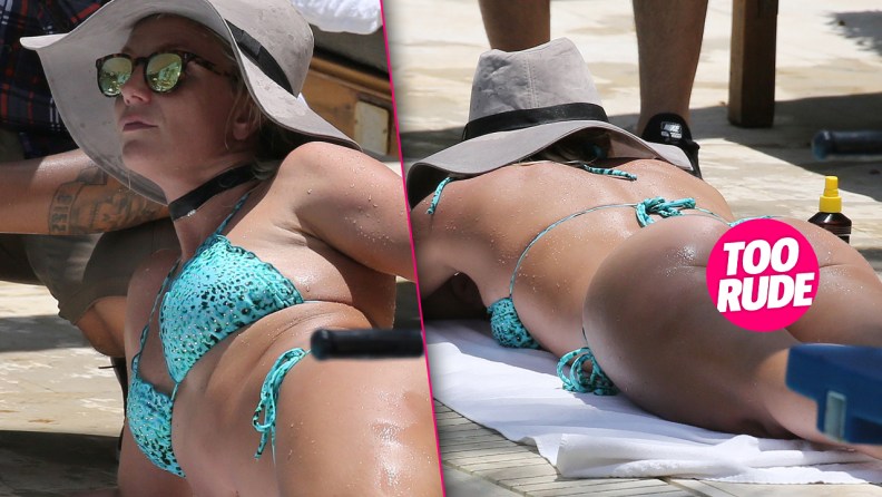 Britney Spears Flashed Her Butt In Blue Thong Bikini