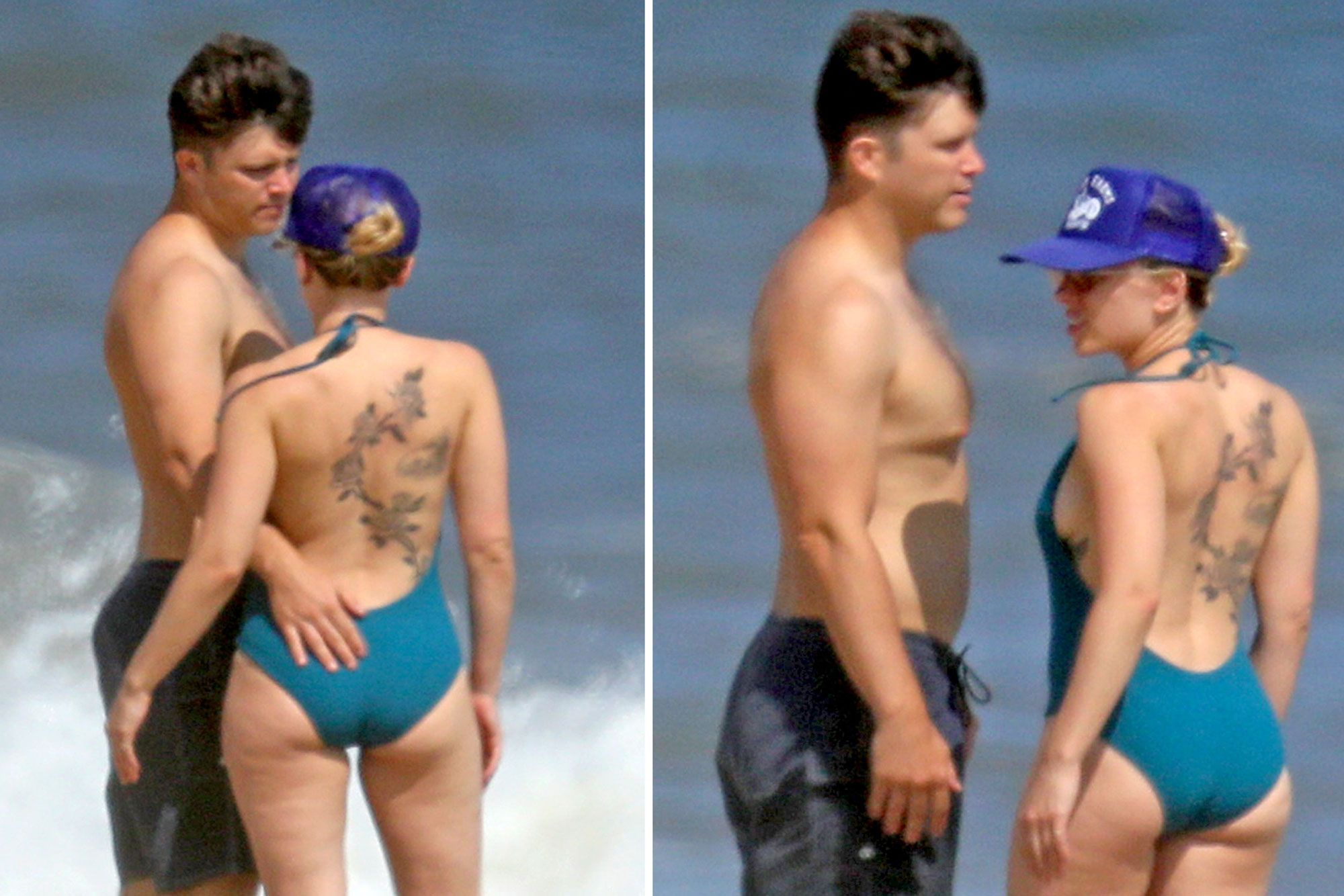 Scarlett Johansson and Colin Jost take a sexy stroll on the.