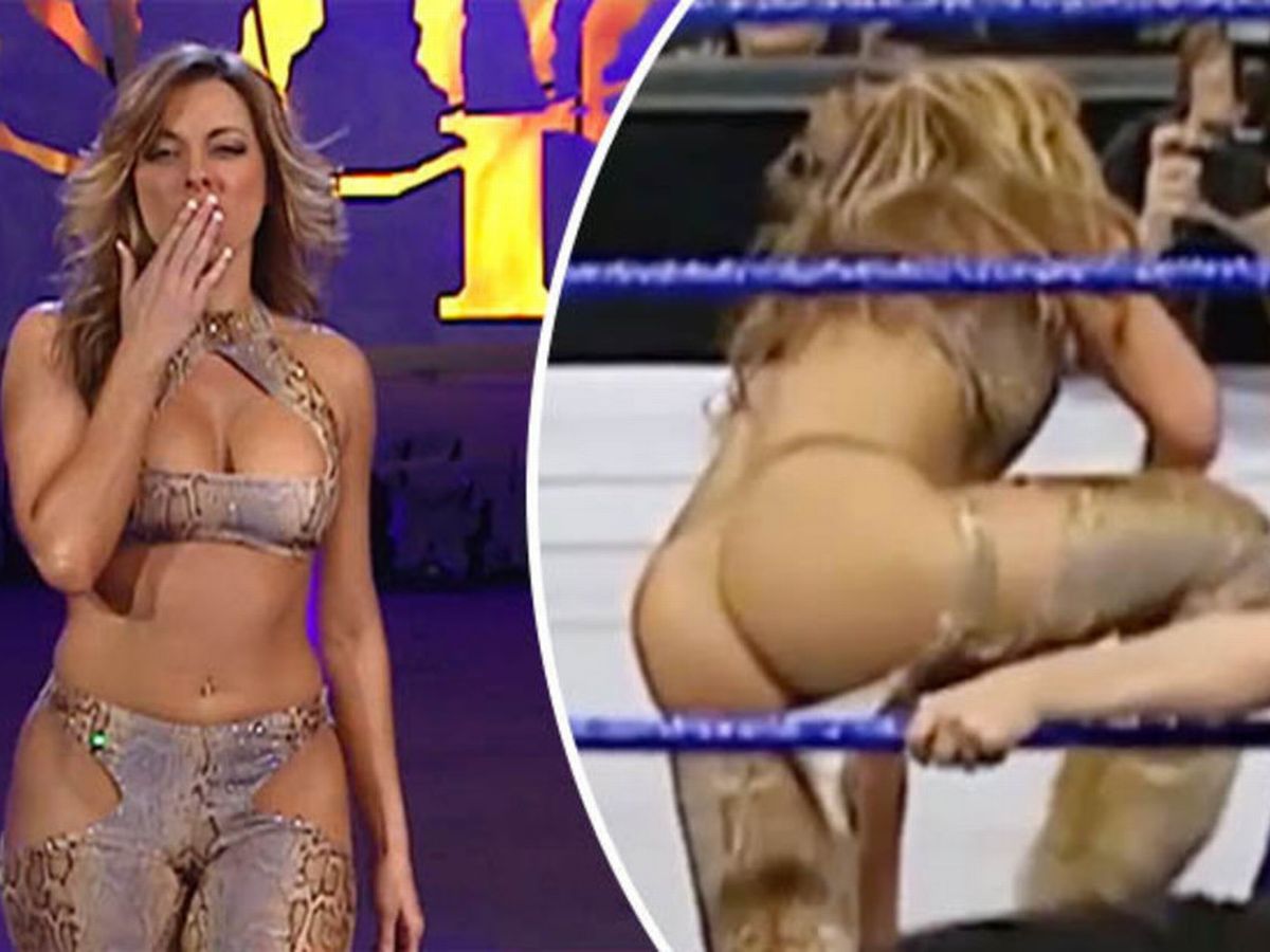 WWE Diva Dawn Marie flashes bum when outfit is torn during ...