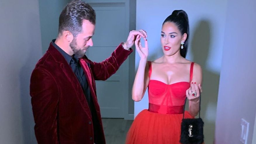 Nikki Bella Slays In Sexy Red Dress with Artem for WWE ...