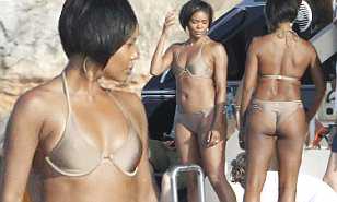 Gabrielle Union looks amazing in nude bikini on boat in Formentera ...