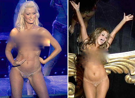 Aubrey O'Day Gets Topless in a Peep Show