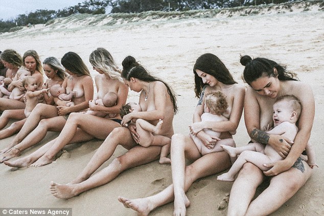 Breastfeeding mothers come together for naked beach ...