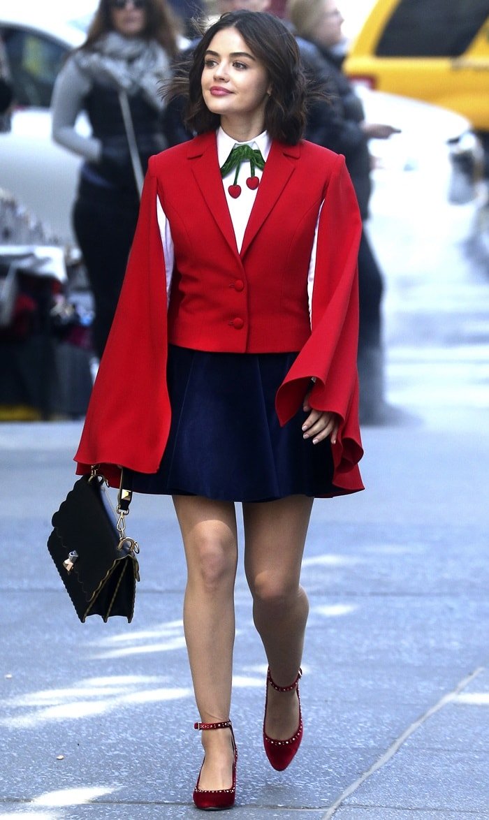Lucy Hale's Hot Feet and Legs in Red Riding Hood Cape
