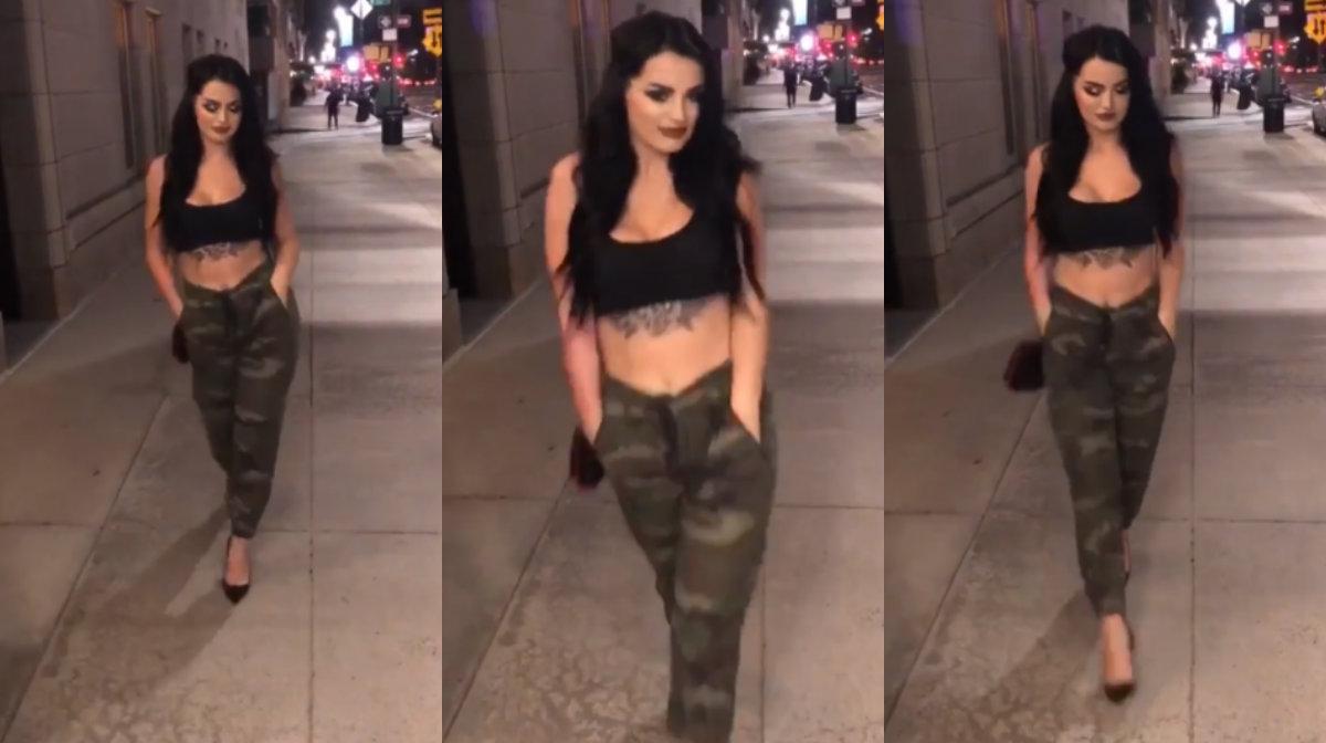 WWE star Paige flaunts her assets in plunging crop top 