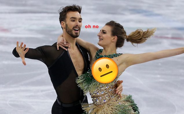 French Olympic Ice Dancers Power On Through Nip Slip To Take Out ...
