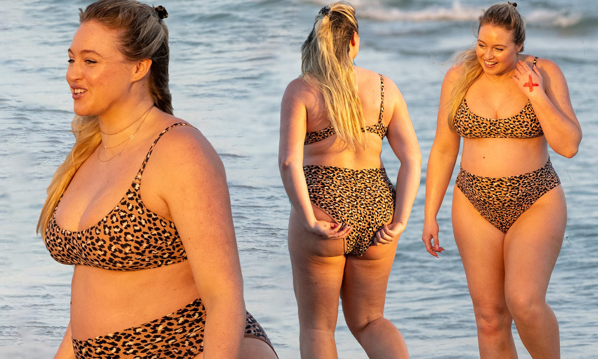 Heavily pregnant Iskra Lawrence shows off her bump in animal print ...