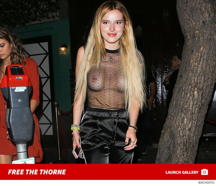 Bella Thorne Goes Braless with Nipples Out in See-Through Top ...