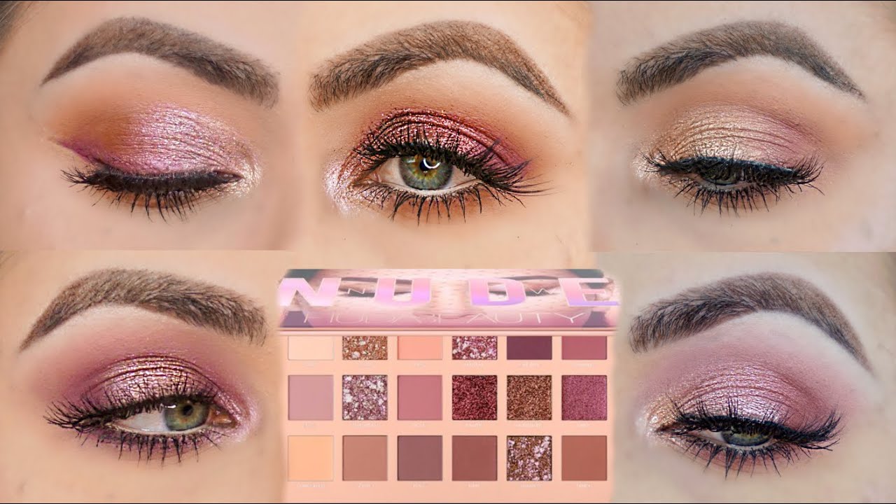 5 LOOKS 1 PALETTE | FIVE EYE LOOKS WITH THE HUDA BEAUTY NEW NUDE EYESHADOW  PALETTE |PATTY - YouTube