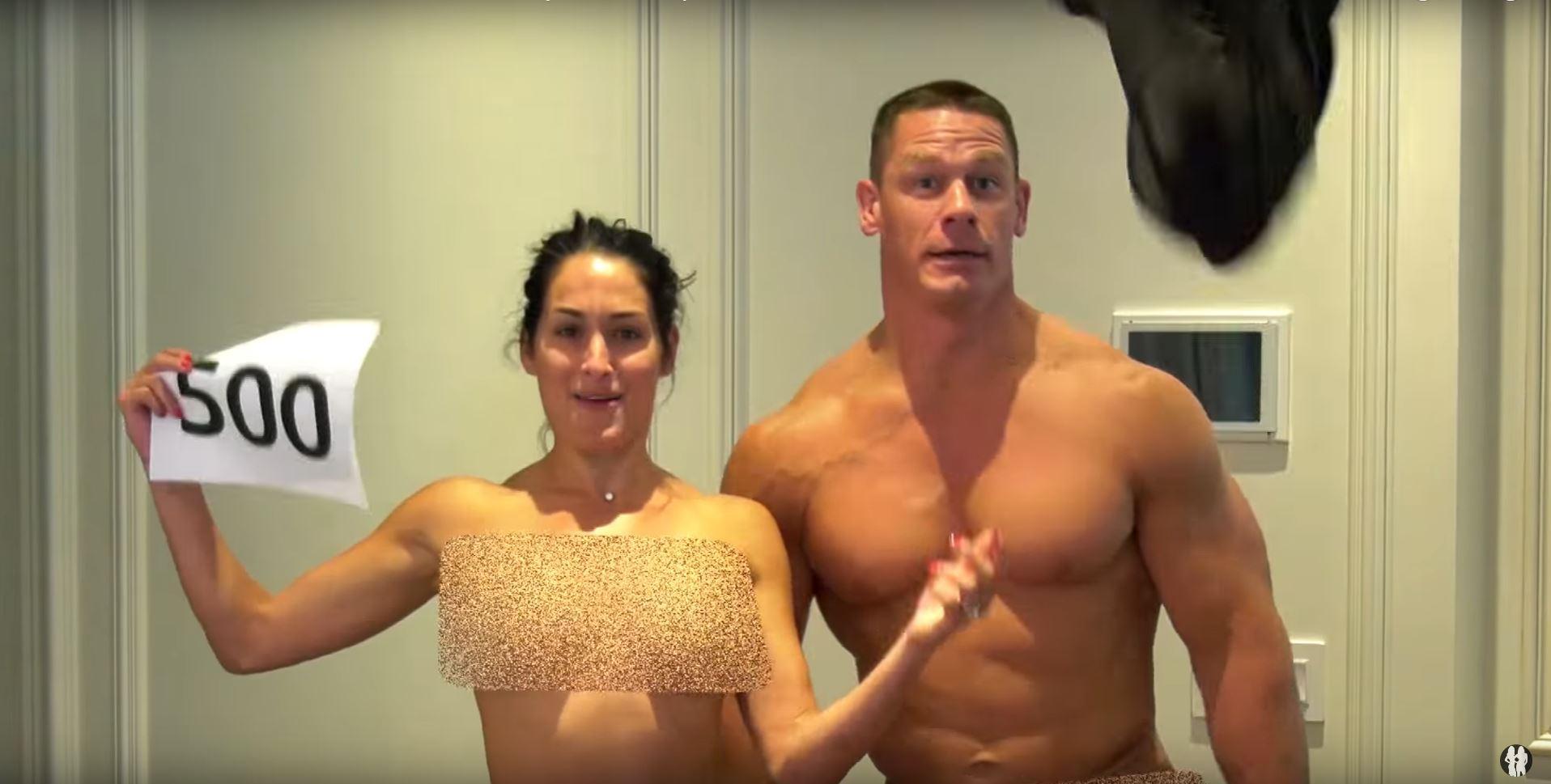 WWE star Nikki Bella strips naked to celebrate 500,000 YouTube subscribers  with John Cena